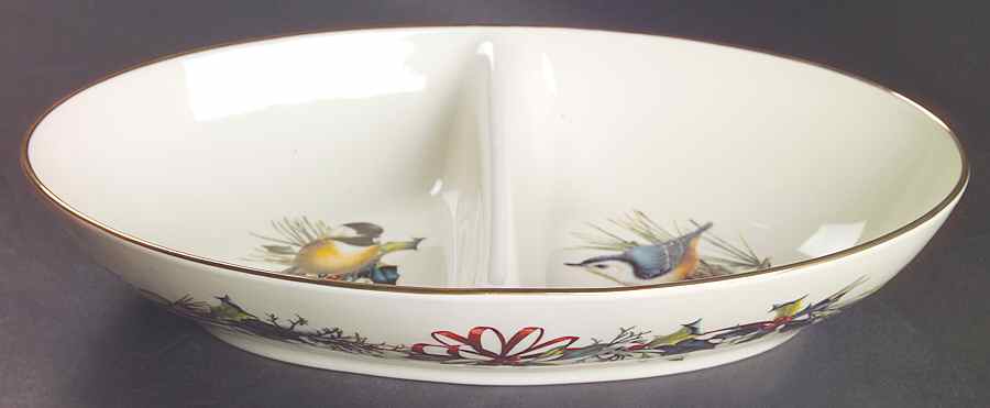 Winter Greetings 11" Oval Divided Vegetable Bowl by Lenox-1