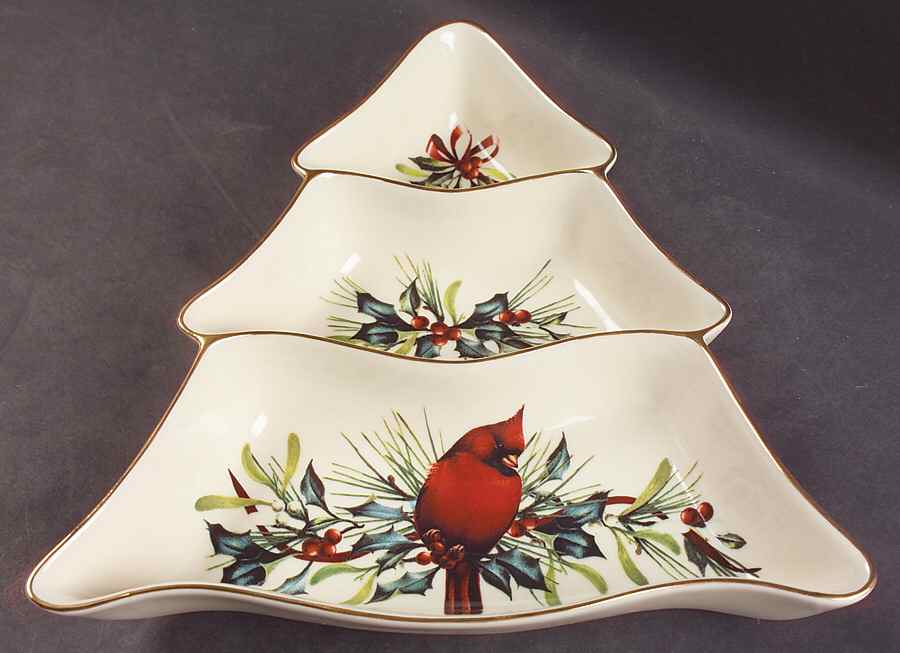 Winter Greetings 3 Part Large Tree Shaped Dish by Lenox-1
