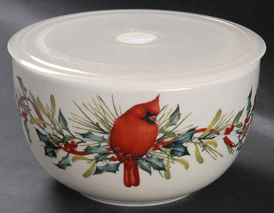 Winter Greetings Large Ceramic Bowl & Plastic Lid by Lenox-1