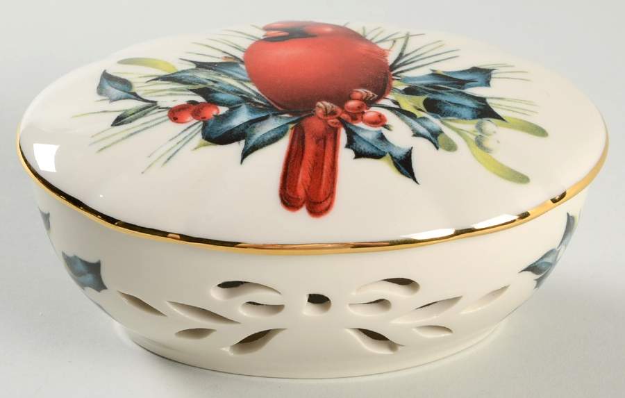 Winter Greetings Pierced Oval Box W/Lid by Lenox-1