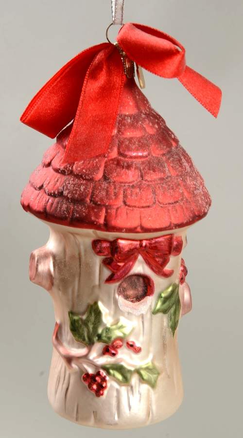 Winter Greetings Glassware Ornament Woodland Birdhouse by Lenox-1