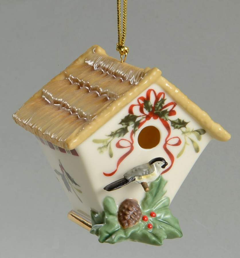 Winter Greetings Brown Roof Birdhouse Ornament by Lenox-1