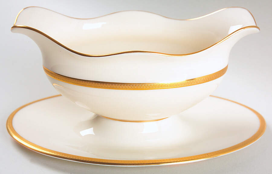 Windsor (Gold Backstamp) Gravy Boat with Attached Underplate by Lenox-1