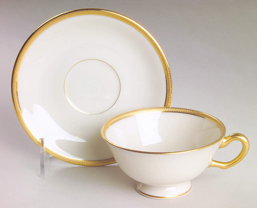 Windsor (Gold Backstamp) Footed Cup & Saucer Set by Lenox-1
