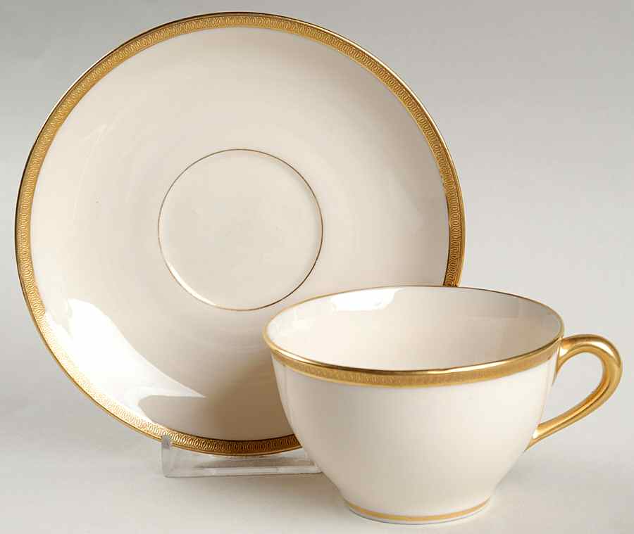 Windsor (Green Backstamp) Flat Cup & Saucer Set by Lenox-1