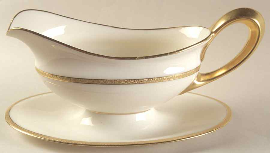 Windsor (Green Backstamp) Gravy Boat with Attached Underplate by Lenox-1