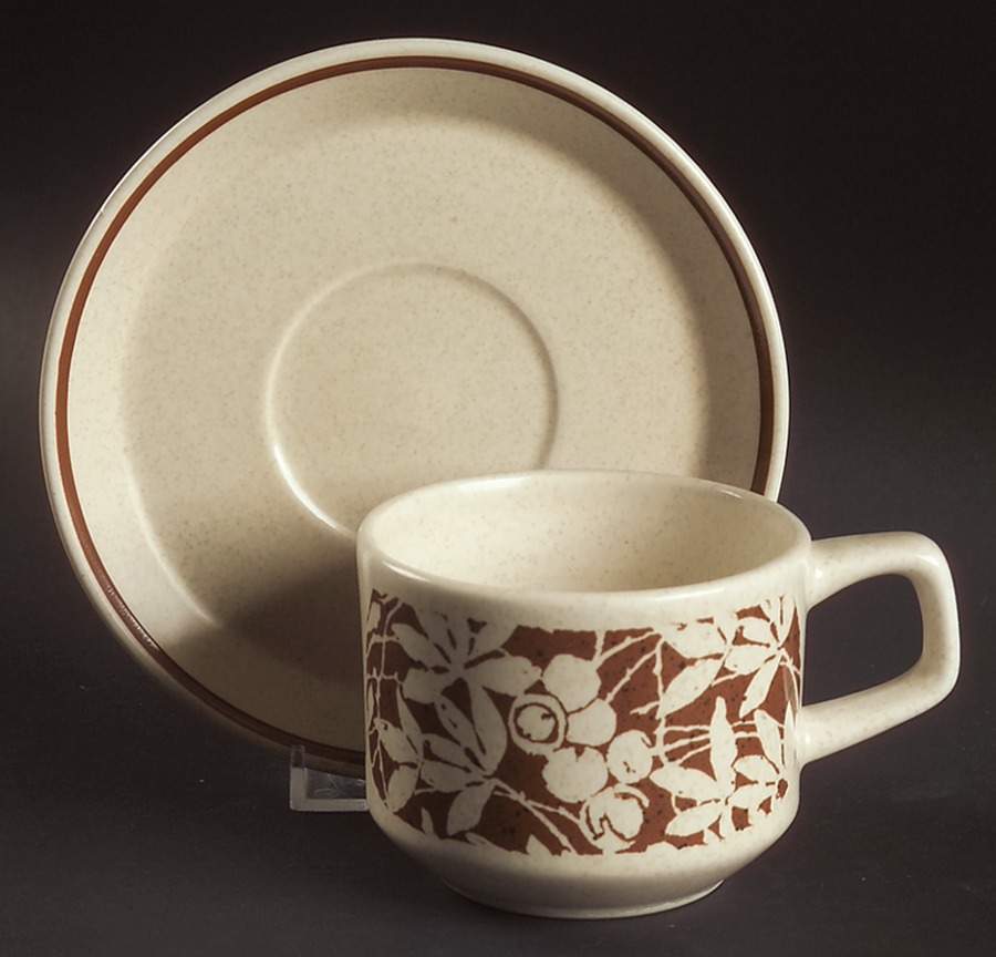 Woodspice (Trim Off Edge-No Trim) Flat Cup & Saucer Set by Lenox-1