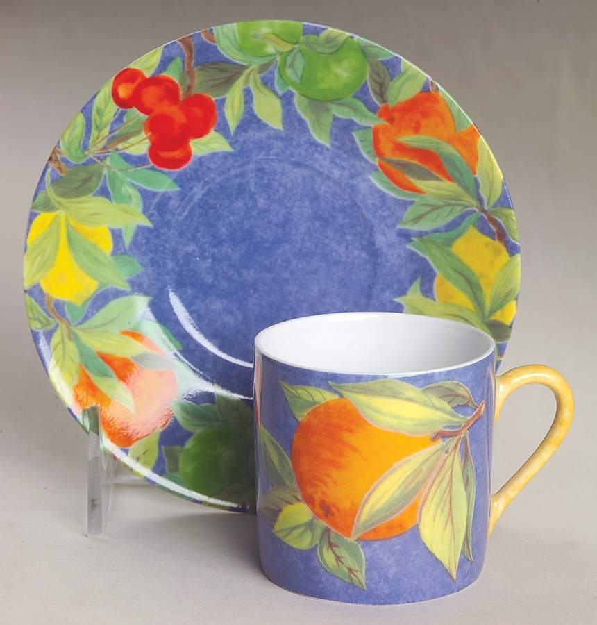 Jardin Bleu Flat Demitasse Cup & Saucer Set by Laure Japy-1