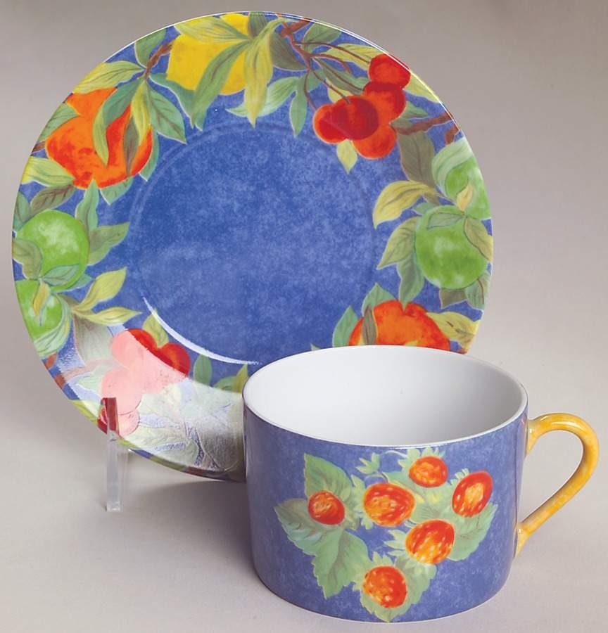 Jardin Bleu Flat Cup & Saucer Set by Laure Japy-1