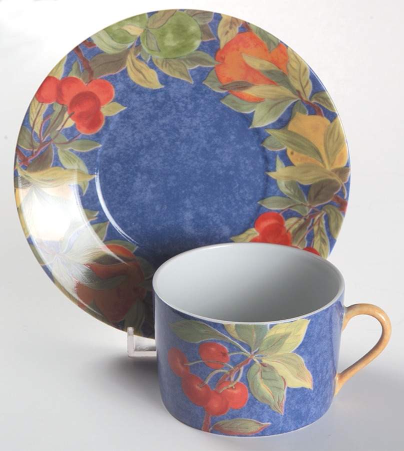 Jardin Bleu Flat Cup & Saucer Set by Laure Japy-1