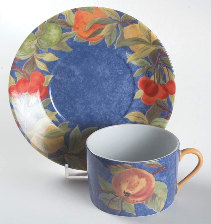 Jardin Bleu Flat Cup & Saucer Set by Laure Japy-1
