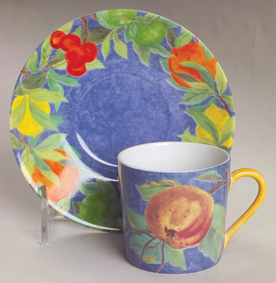 Jardin Bleu Flat Demitasse Cup & Saucer Set by Laure Japy-1
