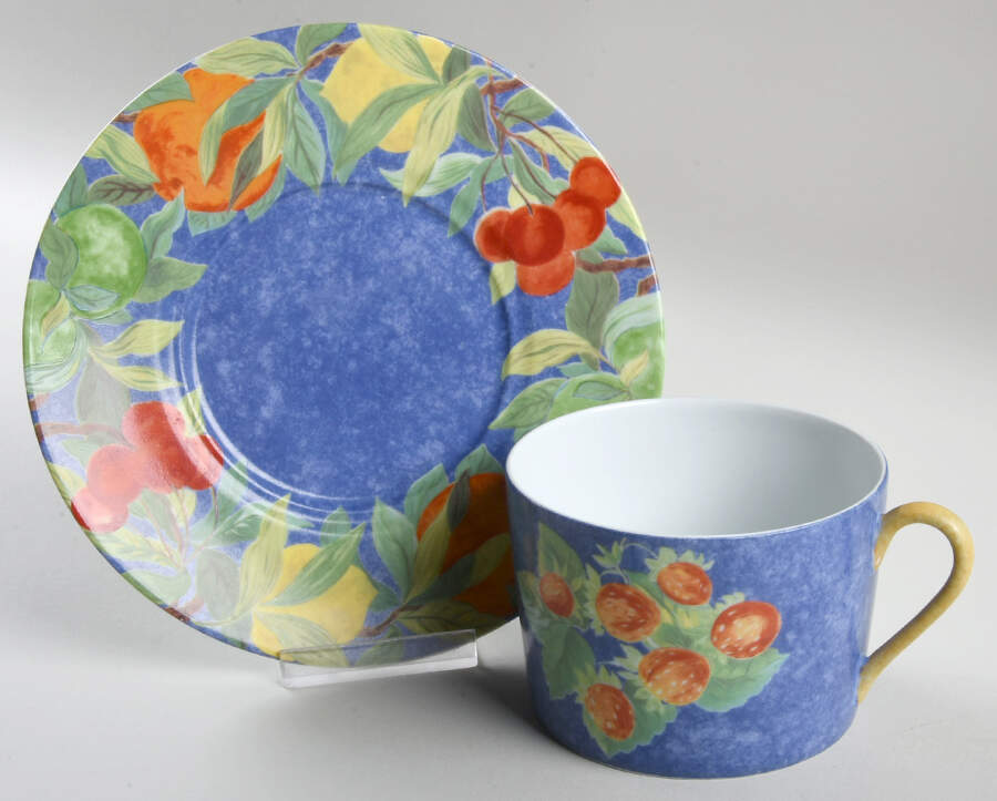 Jardin Bleu Breakfast Cup & Saucer Set by Laure Japy-1