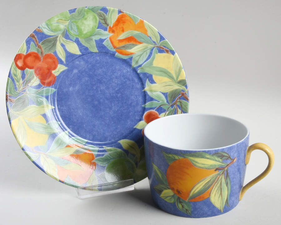 Jardin Bleu Breakfast Cup & Saucer Set by Laure Japy-1