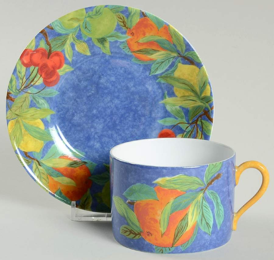 Jardin Bleu Flat Cup & Saucer Set by Laure Japy-1