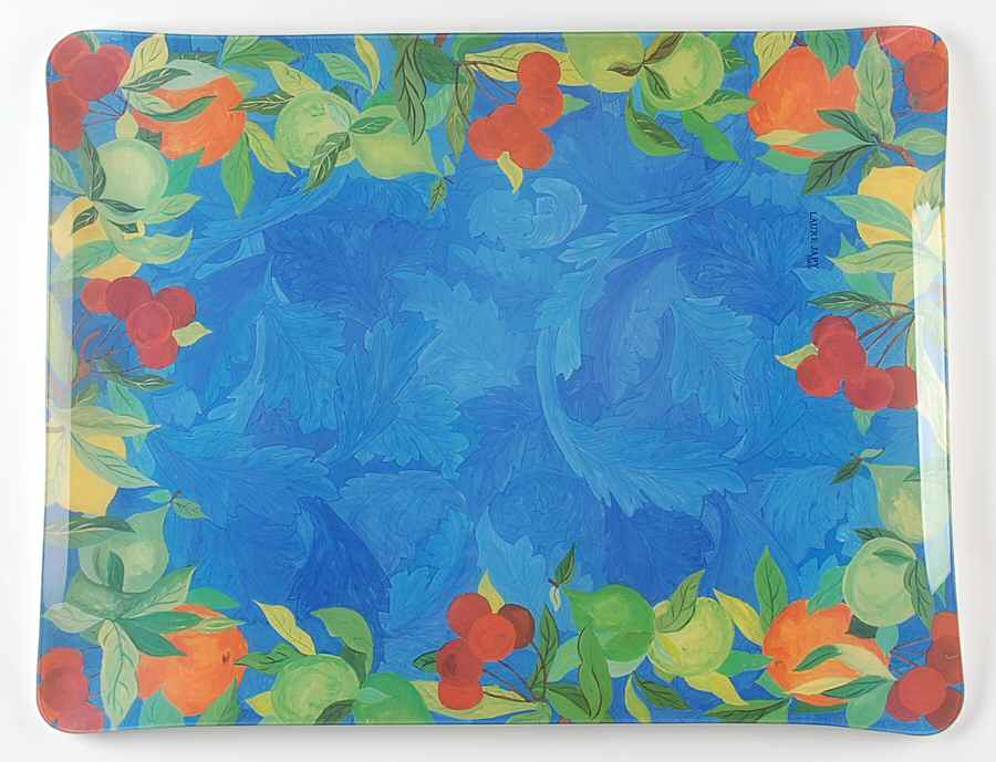 Jardin Bleu 20" Rectangular Melamine Platter by Laure Japy-1