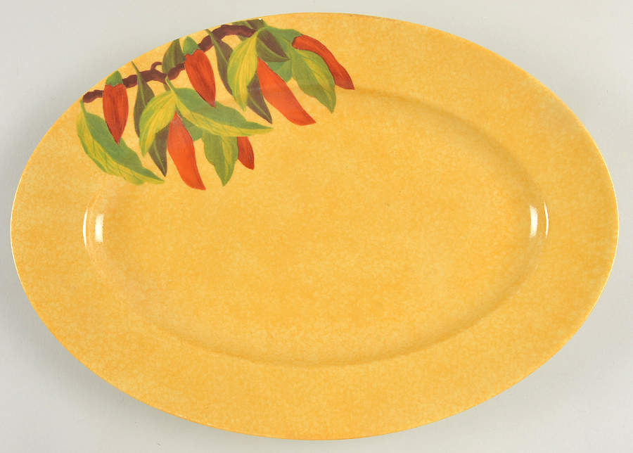 Piments 14" Oval Serving Platter by Laure Japy-1