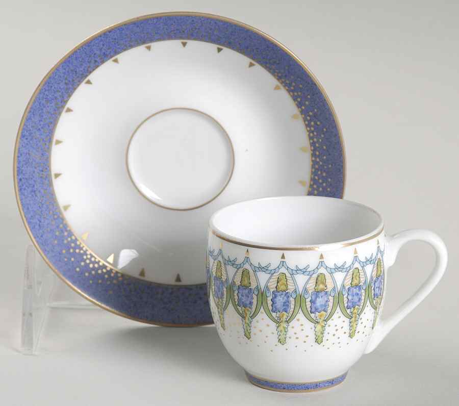 Lupins Mocha Cup & Saucer Set by Lalique-1