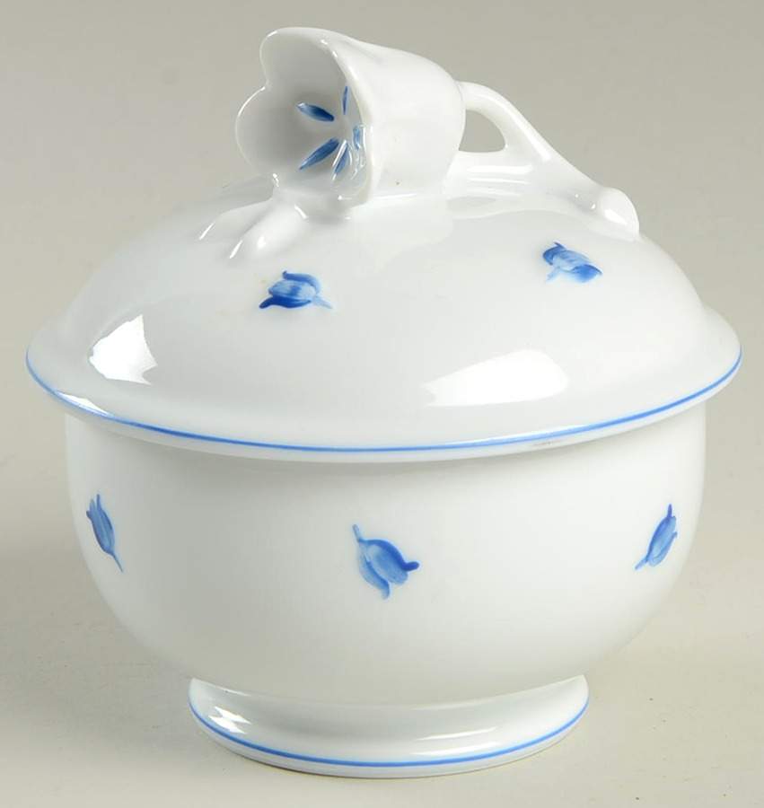 Muguet Blue Sugar Bowl & Lid by Lalique-1