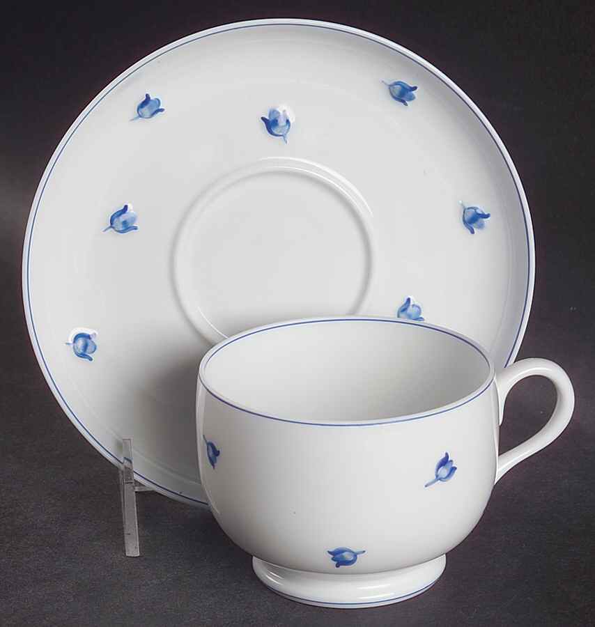 Muguet Blue Footed Cup & Saucer Set by Lalique-1