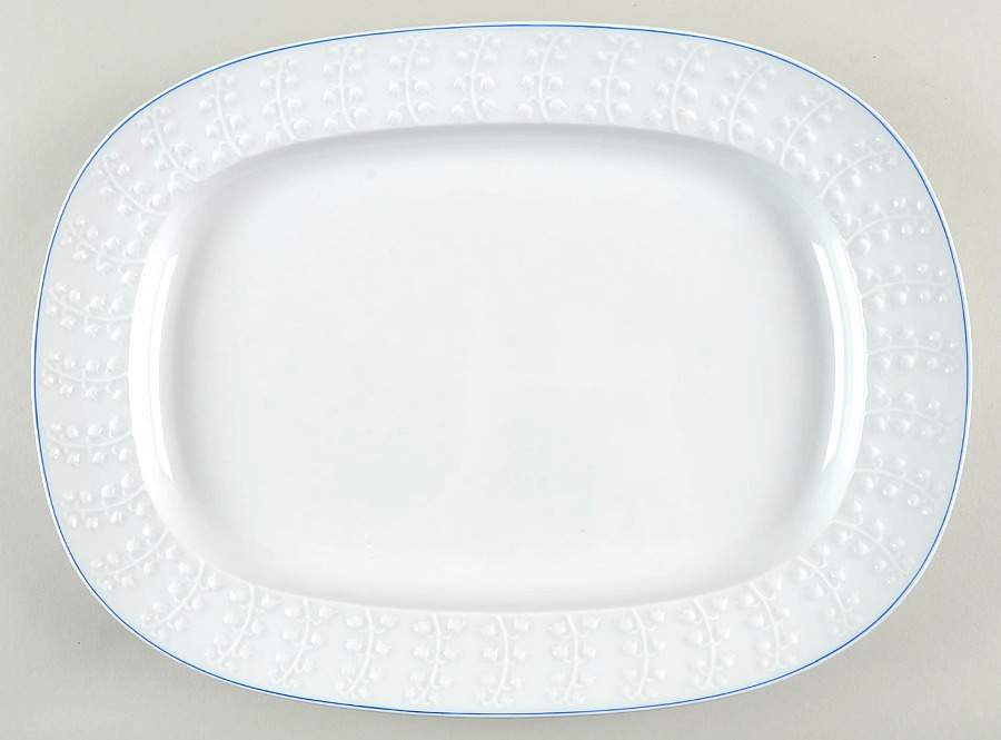 Muguet Blue 15" Oval Serving Platter by Lalique-1