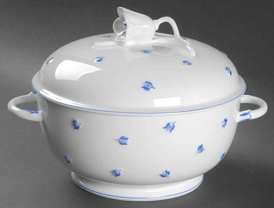 Muguet Blue Round Covered Vegetable by Lalique-1