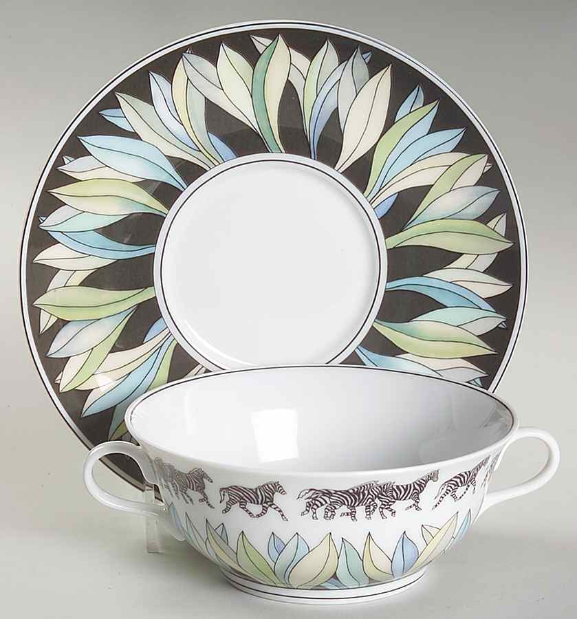 Savane Flat Cream Soup Bowl & Saucer Set by Lalique-1