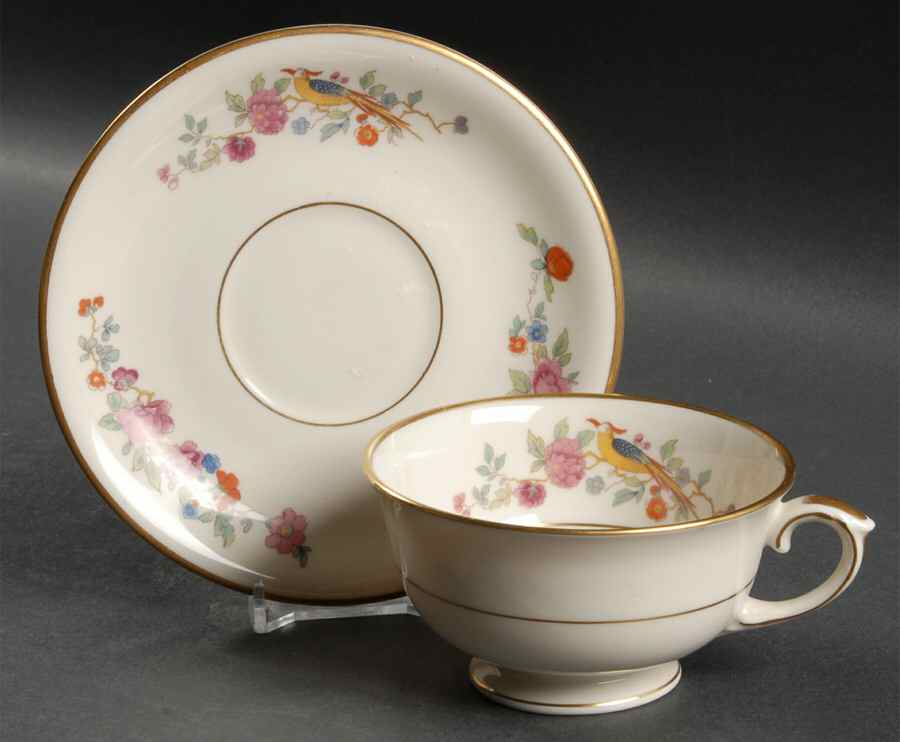 Audubon Footed Cup & Saucer Set by Lamberton-1