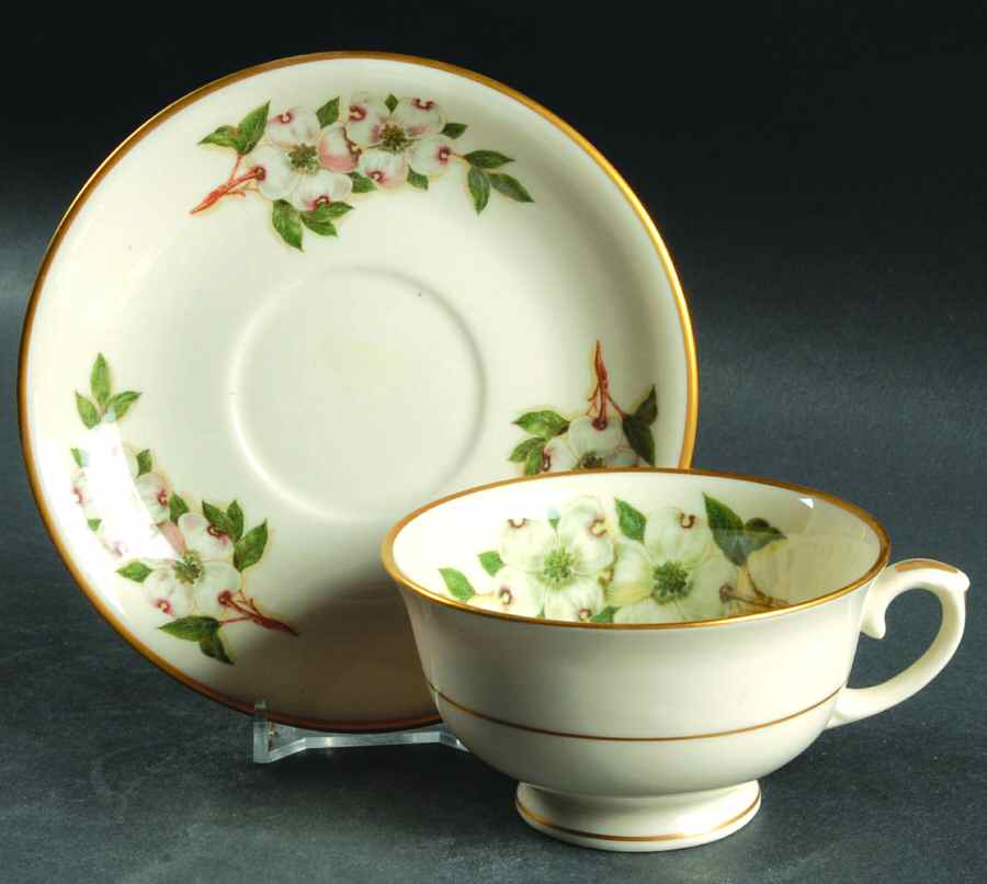 Dogwood Footed Cup & Saucer Set by Lamberton-1