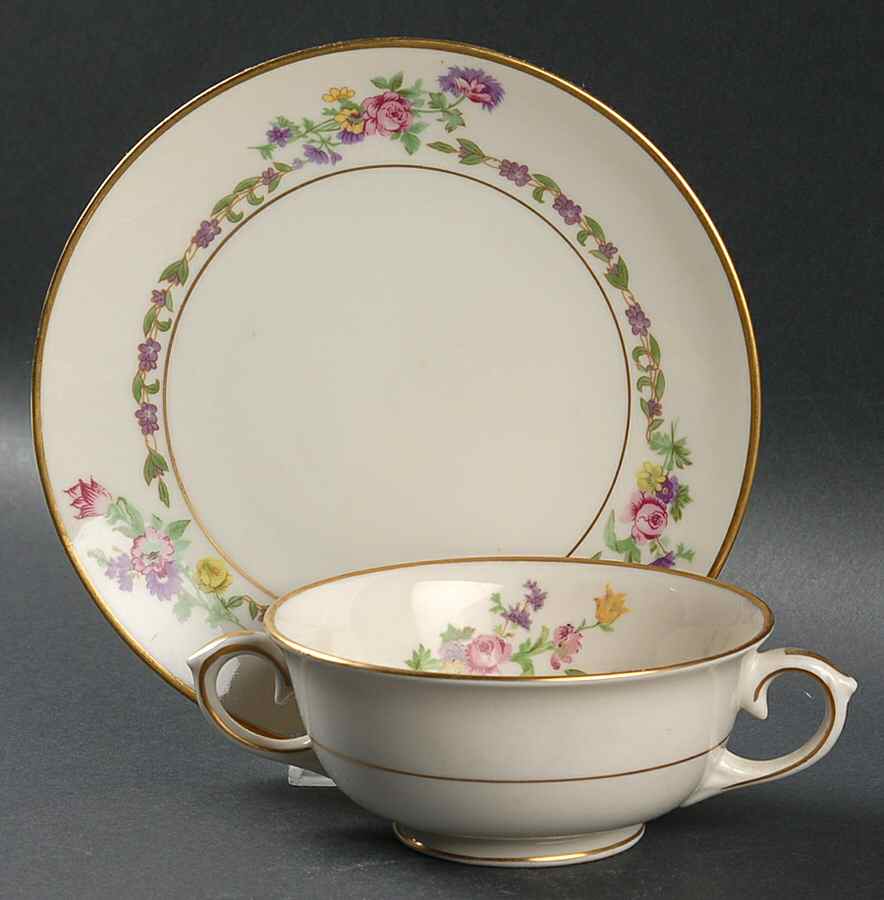 Doris Footed Cream Soup Bowl & Saucer Set by Lamberton-1