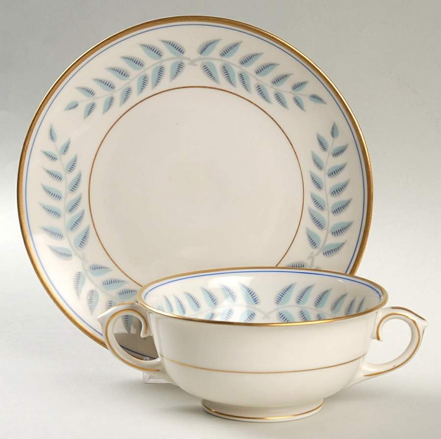 Empire Footed Cream Soup Bowl & Saucer Set by Lamberton-1