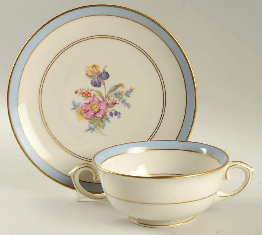 Hawthorne Footed Cream Soup Bowl & Saucer Set by Lamberton-1