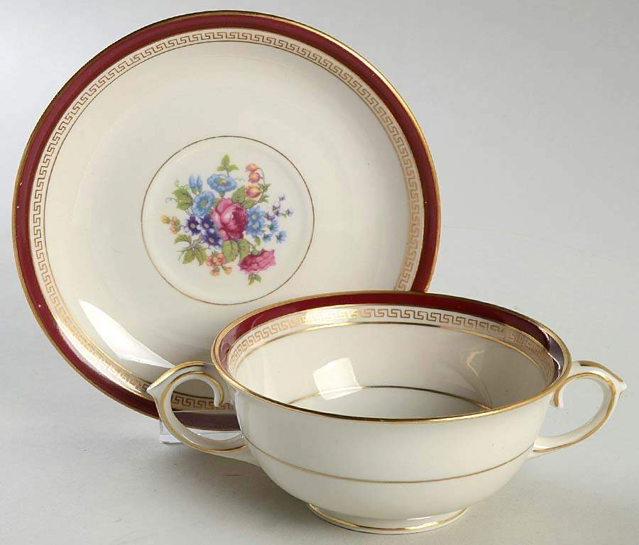 Hiawatha Footed Cream Soup Bowl & Saucer Set by Lamberton-1