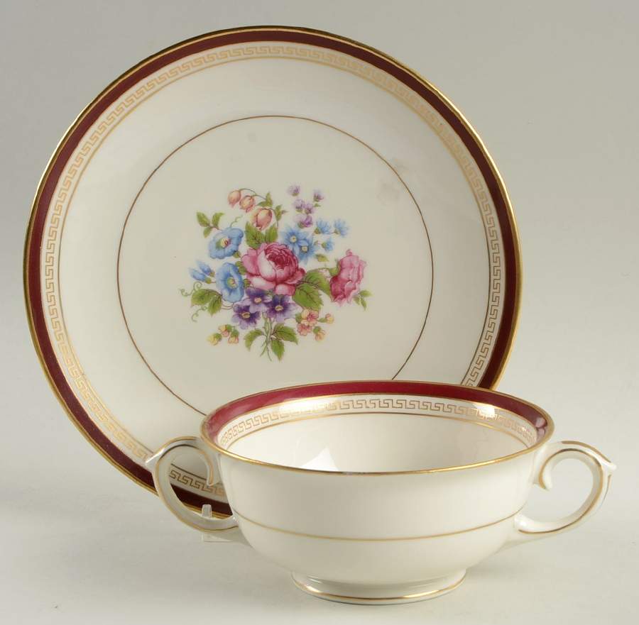 Hiawatha Footed Cream Soup Bowl & Saucer Set by Lamberton-1