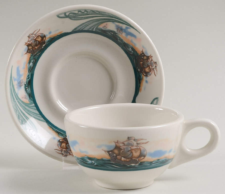Hotel Rolyat Footed Cup & Saucer Set by Scammell-1