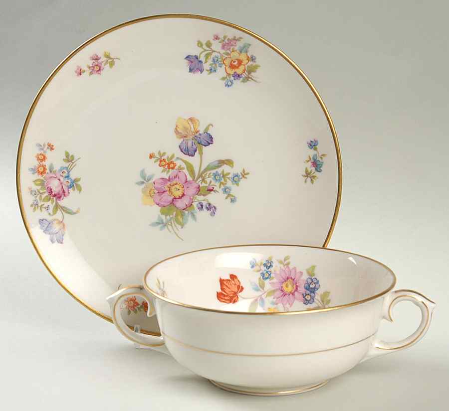 Linda Lee Footed Cream Soup Bowl & Saucer Set by Lamberton-1