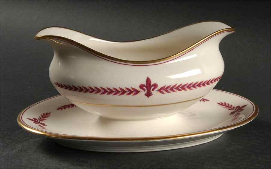 Marie Louise Gravy Boat with Attached Underplate by Lamberton-1