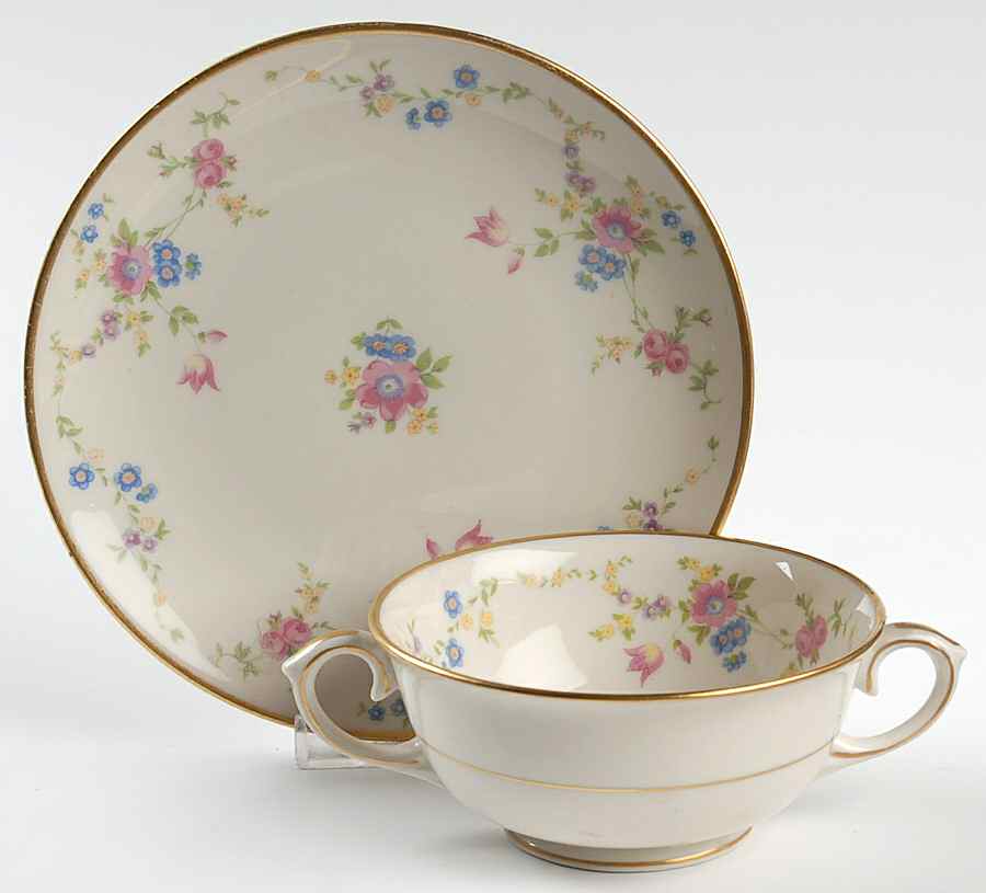 Marianna Footed Cream Soup Bowl & Saucer Set by Lamberton-1