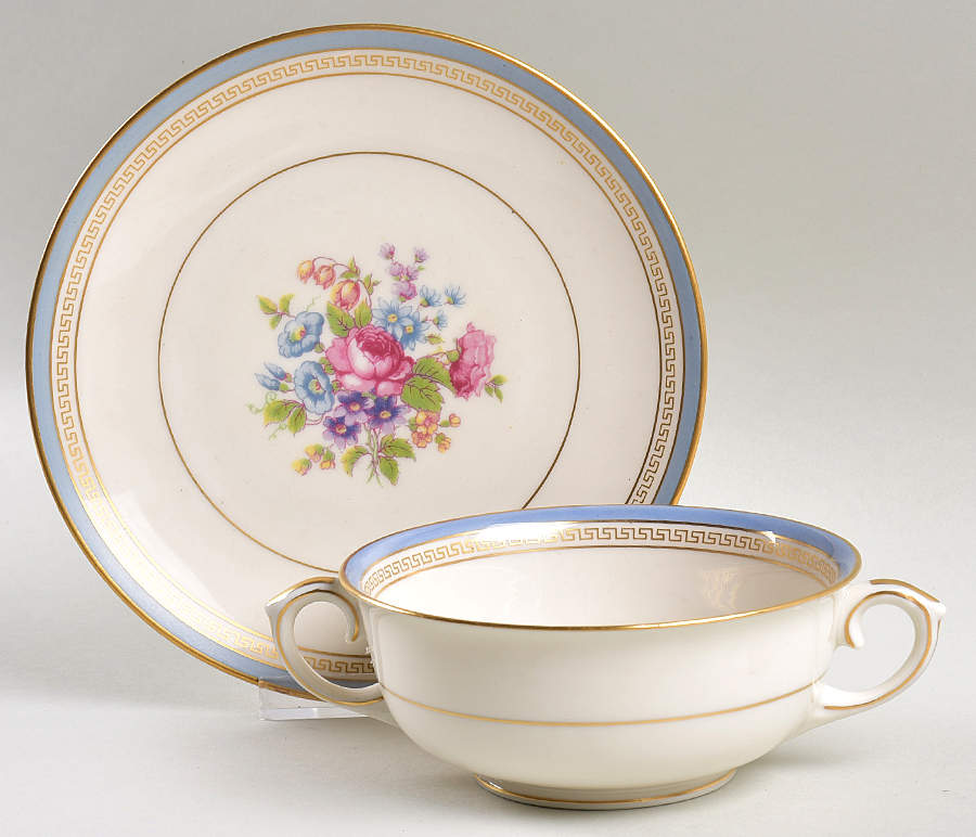 Martha Washington Footed Cream Soup Bowl & Saucer Set by Lamberton-1