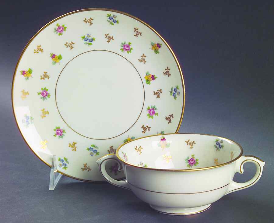 Molly Pitcher Footed Cream Soup Bowl & Saucer Set by Lamberton-1