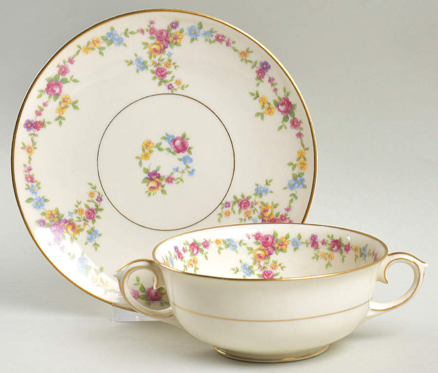Peggy Shippen Footed Cream Soup Bowl & Saucer Set by Lamberton-1