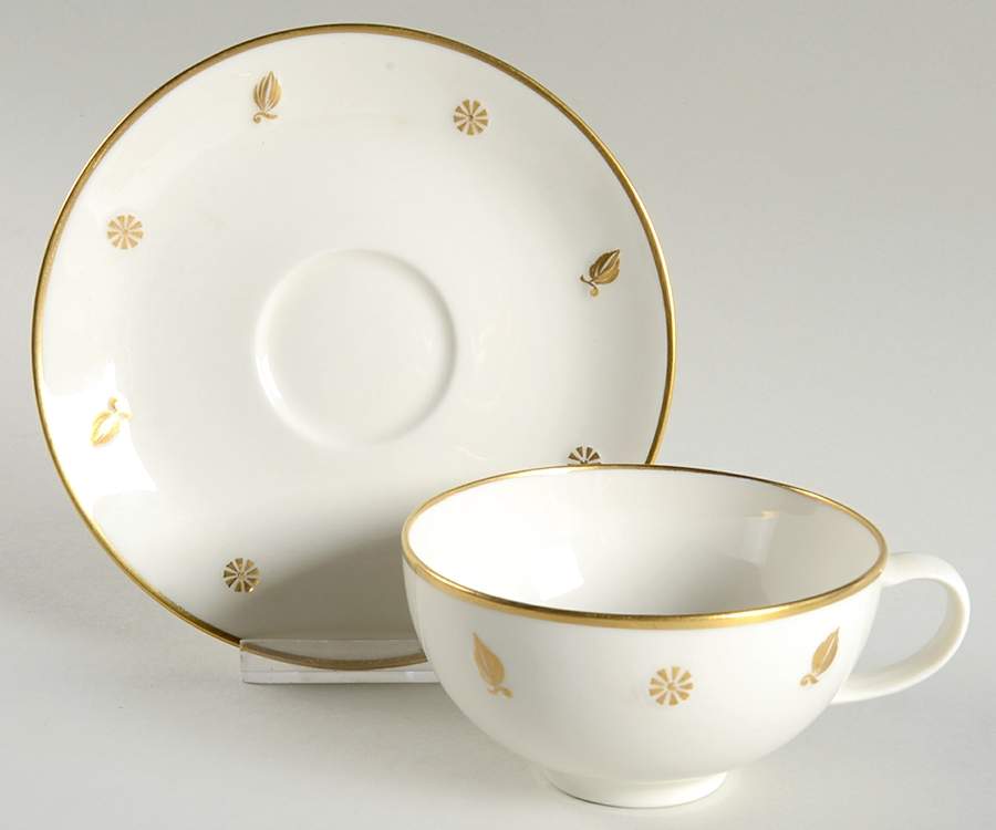 Rena Gold Flat Cup & Saucer Set by Lamberton-1