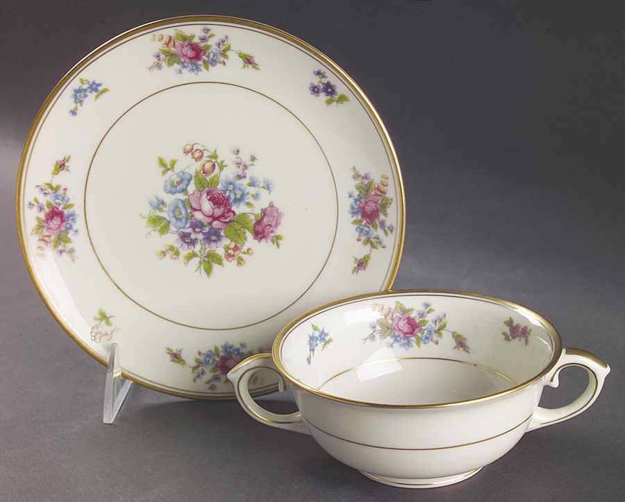 Rose of Lamberton Footed Cream Soup Bowl & Saucer Set by Lamberton-1