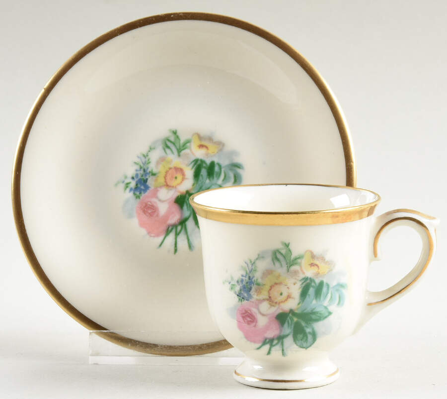 Spring Garden Footed Demitasse Cup & Saucer Set by Lamberton-1