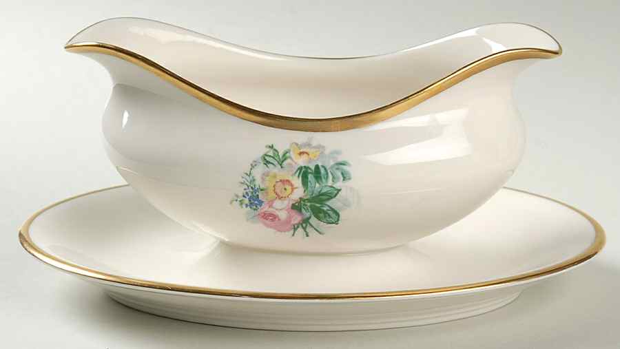 Spring Garden Gravy Boat with Attached Underplate by Lamberton-1