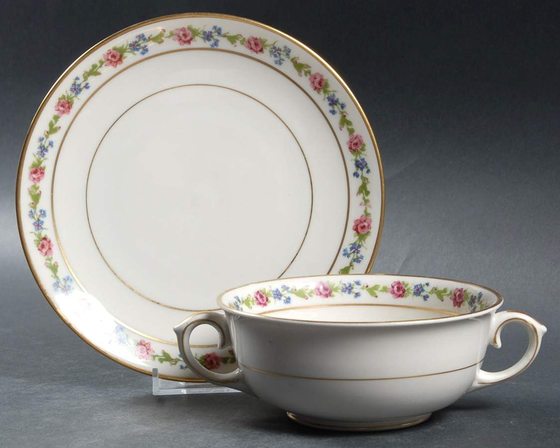 William Penn Footed Cream Soup Bowl & Saucer Set by Lamberton-1