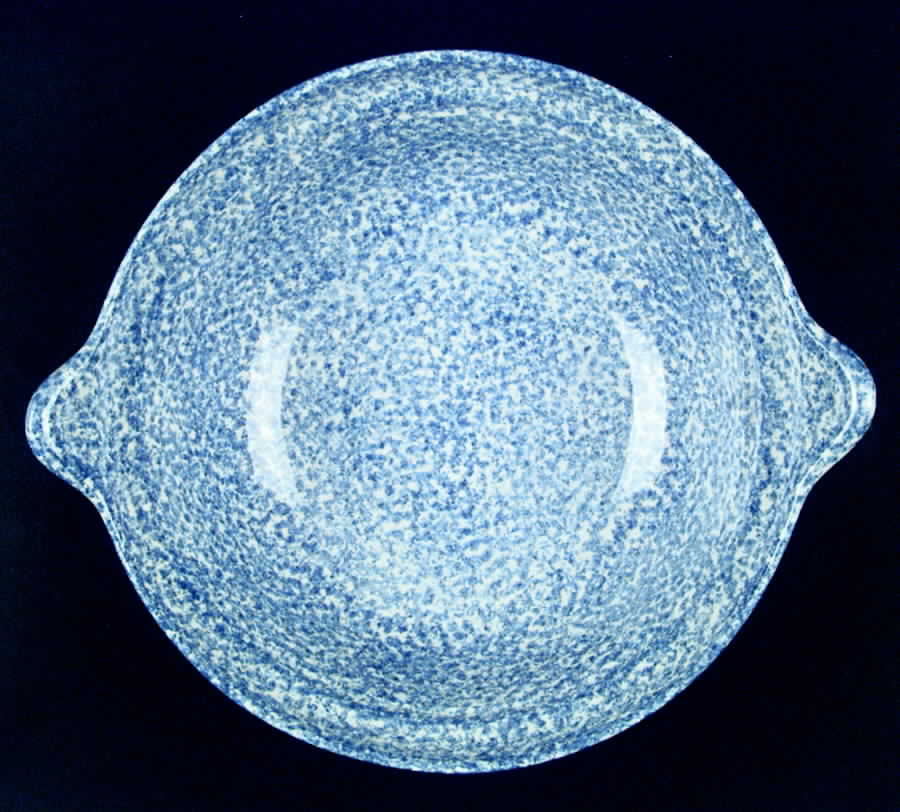 Blue Stipple 11" Round Handled Bowl by Los Angeles-1
