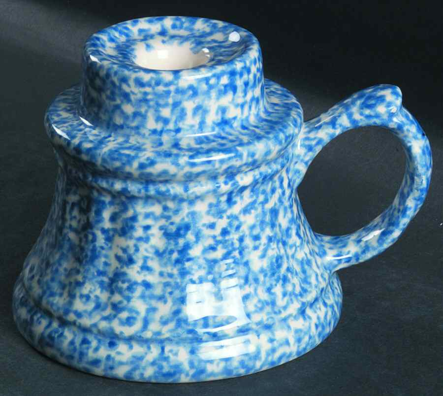 Blue Stipple Hurricane Lamp No Globe by Los Angeles-1