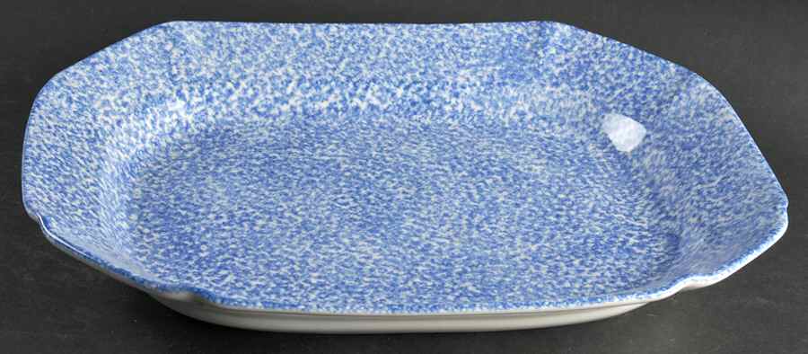 Blue Stipple 16" Oval Serving Platter by Los Angeles-1