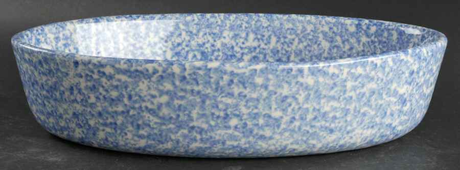 Blue Stipple 13" Oval Baker by Los Angeles-1